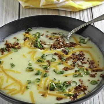 Homemade Bennigan's Ultimate Baked Potato Soup in a bowl.