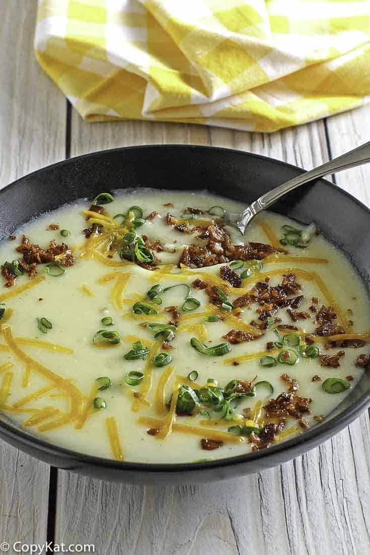 Homemade Bennigan's Ultimate Baked Potato Soup in a bowl.