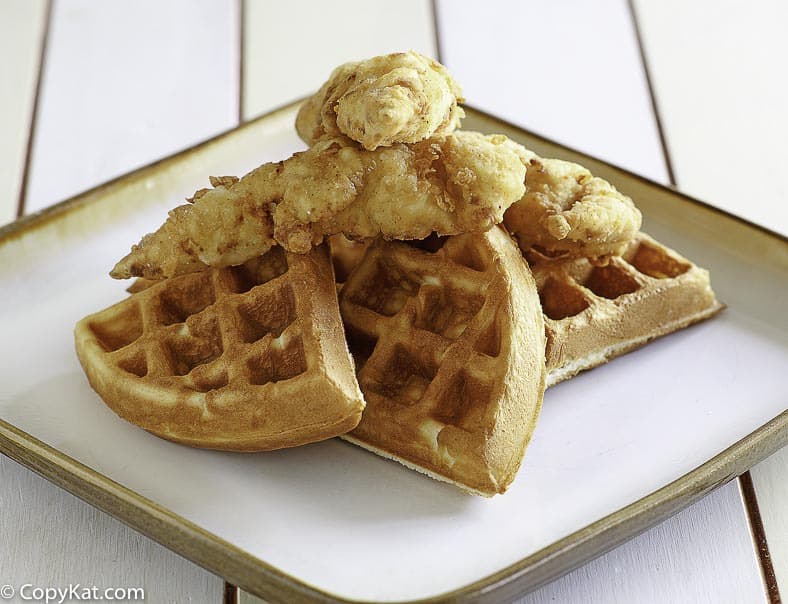 chicken tenders on top of waffles