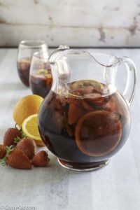 a pitcher of homemade Olive Garden Sangria