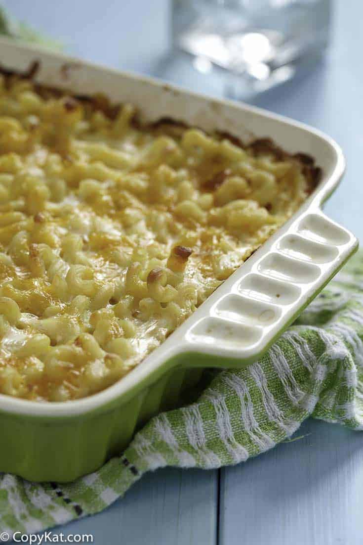 Homemade Sweetie Pie Baked Macaroni and Cheese in a baking dish. 