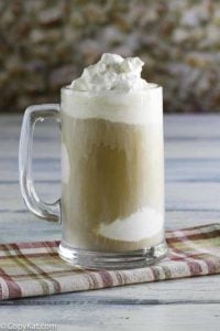Homemade Chick-fil-A Frosted Coffee in a tall glass mug.