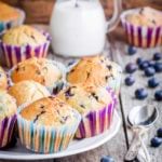 A plate of homemade Otis Spunkmeyer Blueberry Muffins