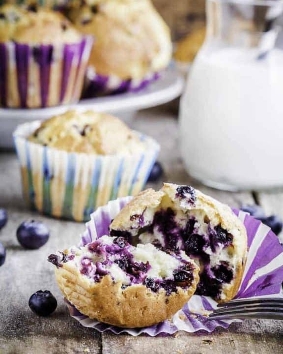 Blueberry Muffin split in half