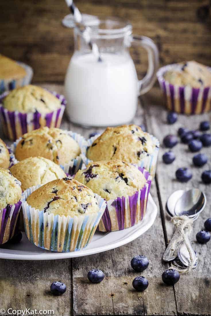 A plate of homemade Otis Spunkmeyer Blueberry Muffins