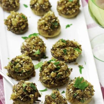 Vegetarian stuffed mushrooms are so easy to make, these are the perfect appetizers for your holiday party