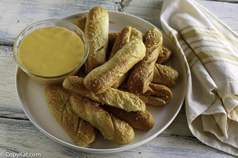homemade soft pretzel sticks with beer cheese dip
