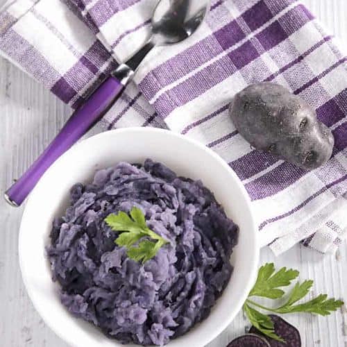 Slow Cooker Purple Mashed Potatoes with baby potatoes
