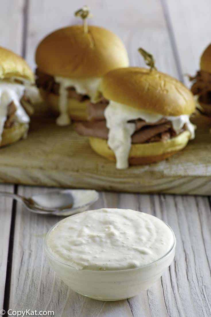 Make the best ever Arby's Horsey sauce with this easy copycat recipe. It's perfect for sandwiches, and so much more. 