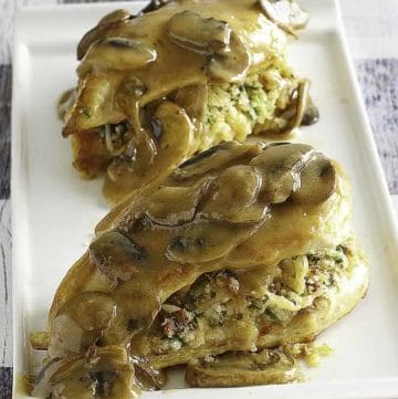 Plate of Olive Garden Stuffed Chicken Marsala.