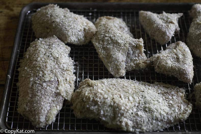 Chicken pieces double battered with seasoned instant potato flakes. 