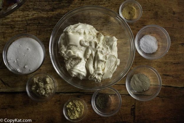 ingredients for Famous Dave's coleslaw salad dressing 