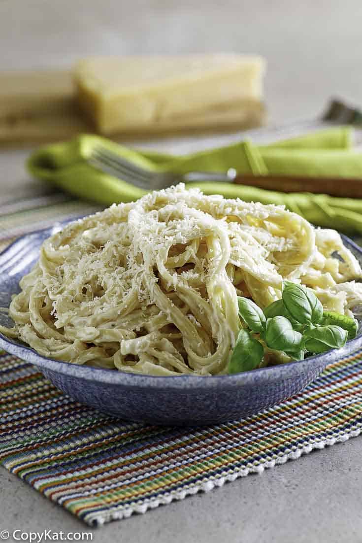 A plate of pasta with homemade Olive Garden Alfredo sauce