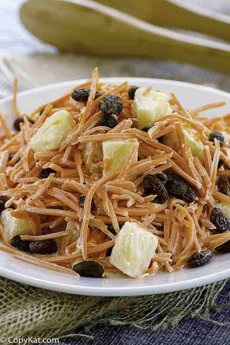 shredded carrot salad with raisins and pineapple