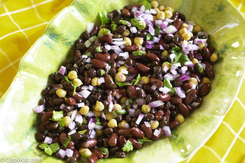 black bean salad with onions and cilantro