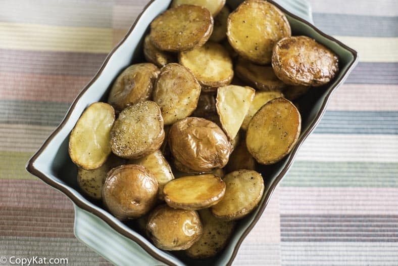 A dish of oven roasted new potatoes
