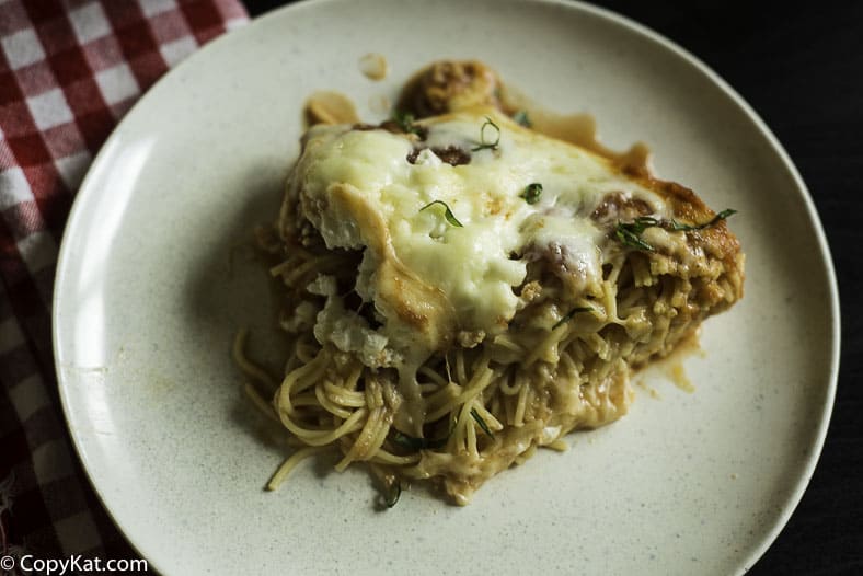 spaghetti casserole on a palate