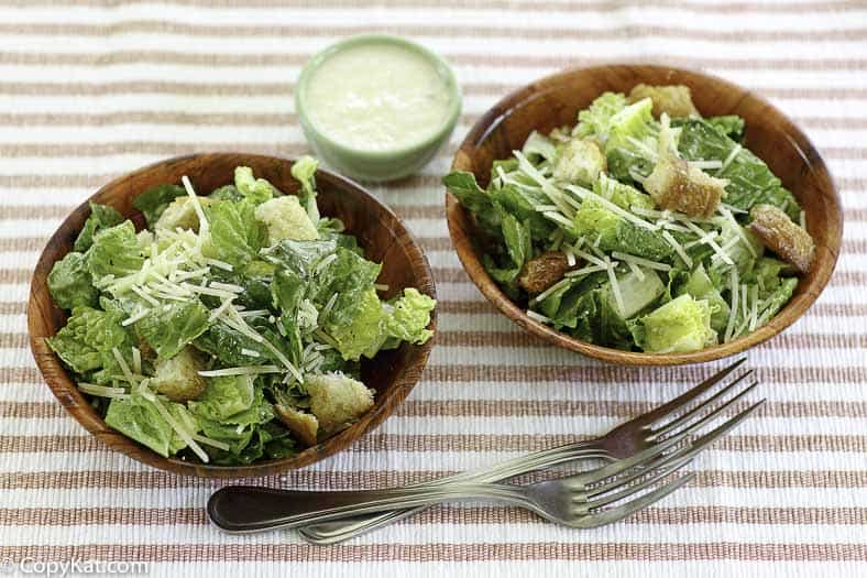 two bowls of homemade caesar salad