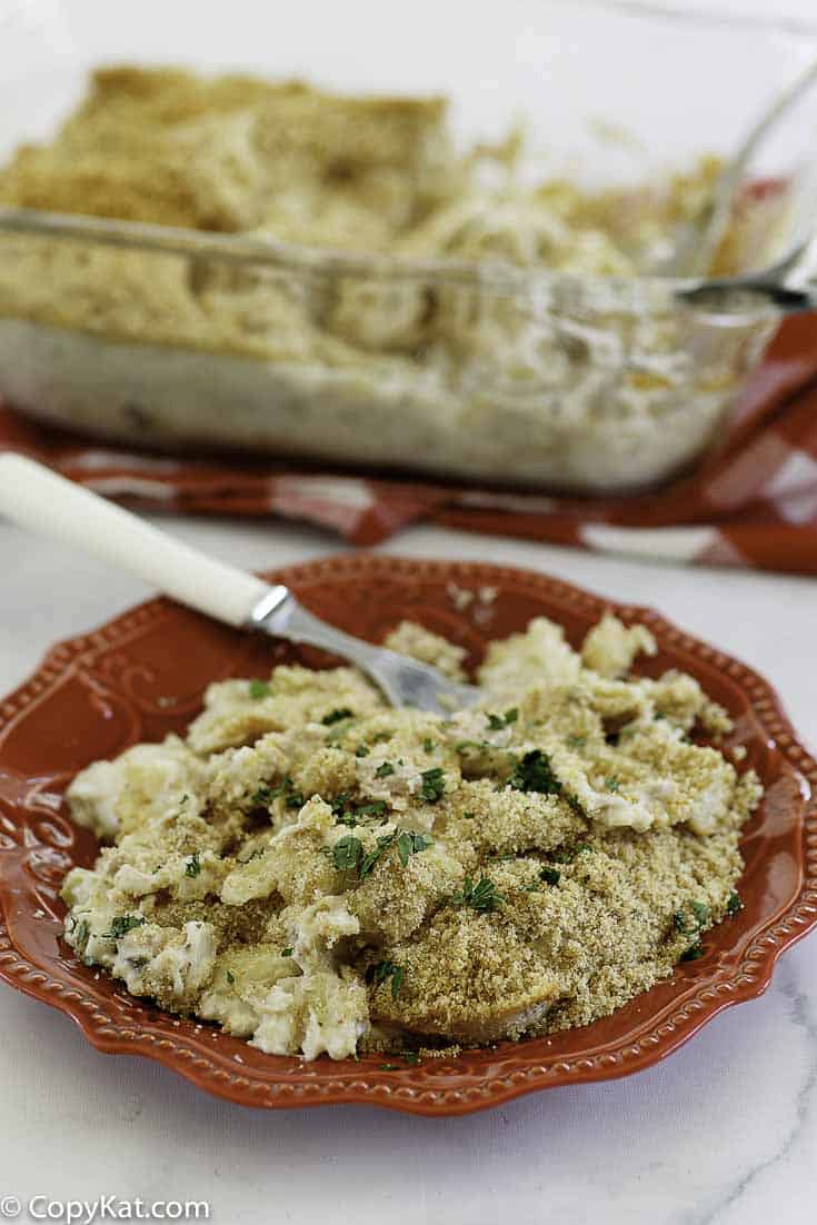 creamy tuna noodle casserole on a plate