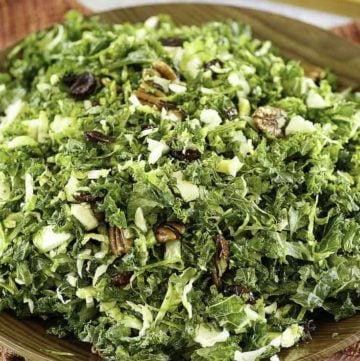 kale and brussels sprout salad with pecans and more