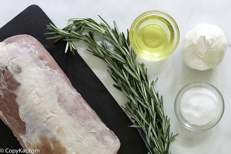 pork loin, rosemary, olive oil, garlic, and salt