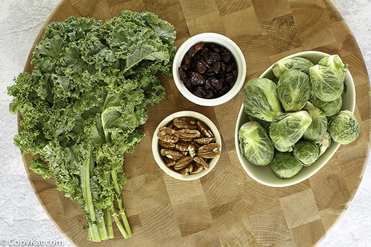kale, brussels sprouts, craisins, and pecans