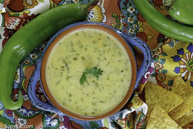 cheese queso made with chilies, onions and more