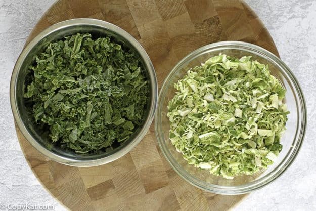 shredded Brussels sprouts, and sliced kale