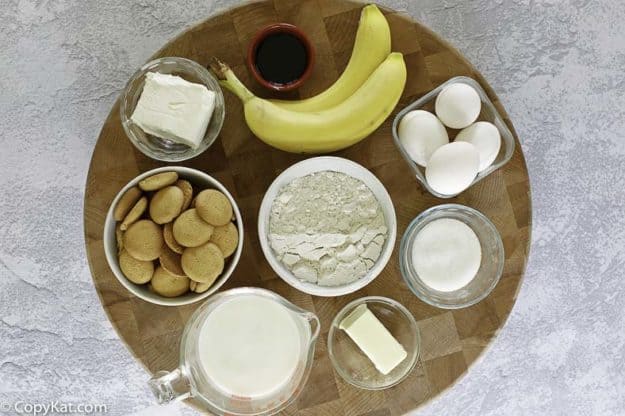 ingredients needed for banana pudding: bananas, milk, and more