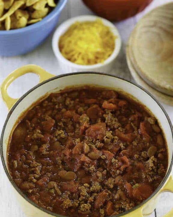 a pot of hoosier chili