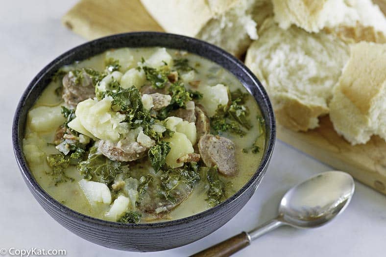 a bowl of homemade olive garden zuppa toscana soup