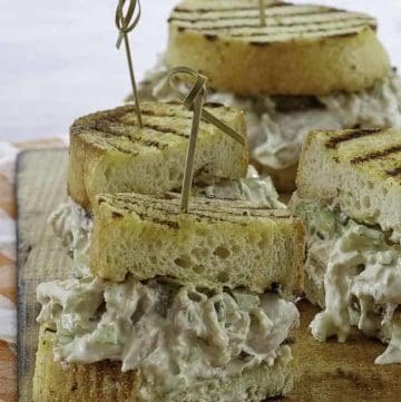 two old fashioned chicken salad sandwiches