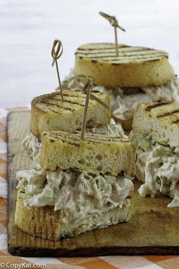 two old fashioned chicken salad sandwiches