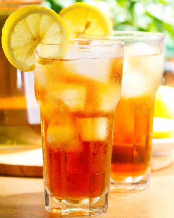 two glasses of sweet iced tea