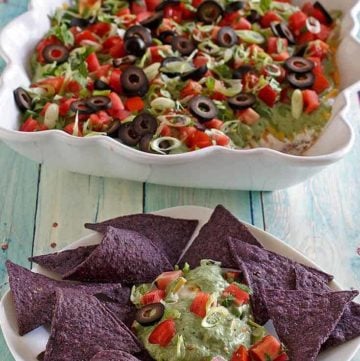 Seven Layer Dip and corn chips