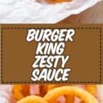 Burger King Zesty Sauce and Onion Rings