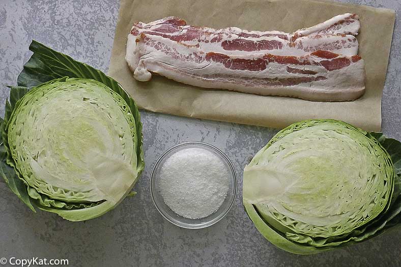 bacon, cut cabbage and salt