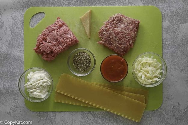 ground beef, sausage, pasta chips and more to make dip