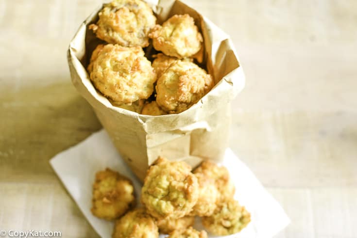 cooked mushrooms in a paper bag