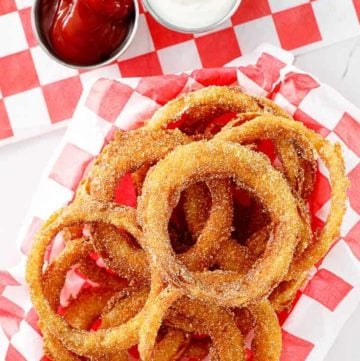 a basket of homemade Dairy Queen onion rings