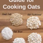 five different types of oatmeal: instant, quick cooking, rolled oats, oat bran
