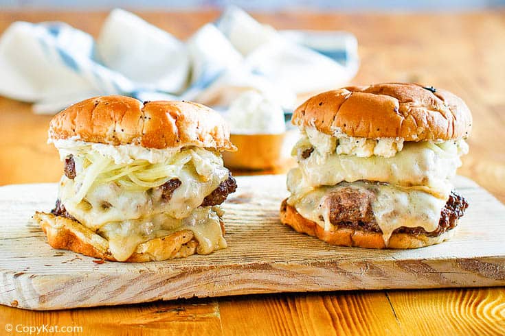 Two Homemade Smashburger French Onion Burgers