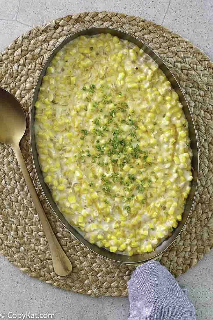 homemade creamed corn in a pan