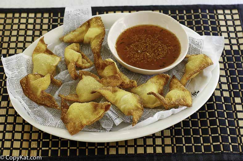 cream cheese wontons served with sweet and sour sauce