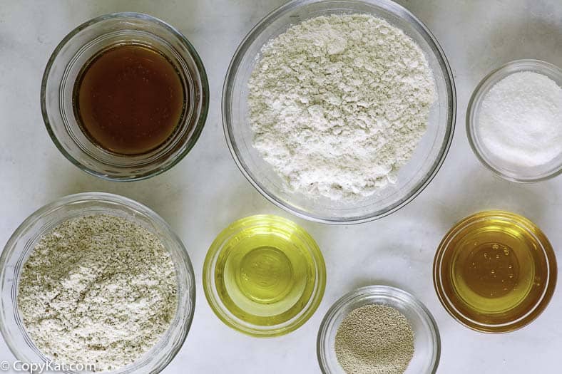 all-purpose flour, whole wheat flour- oil, salt, sugar, and beer