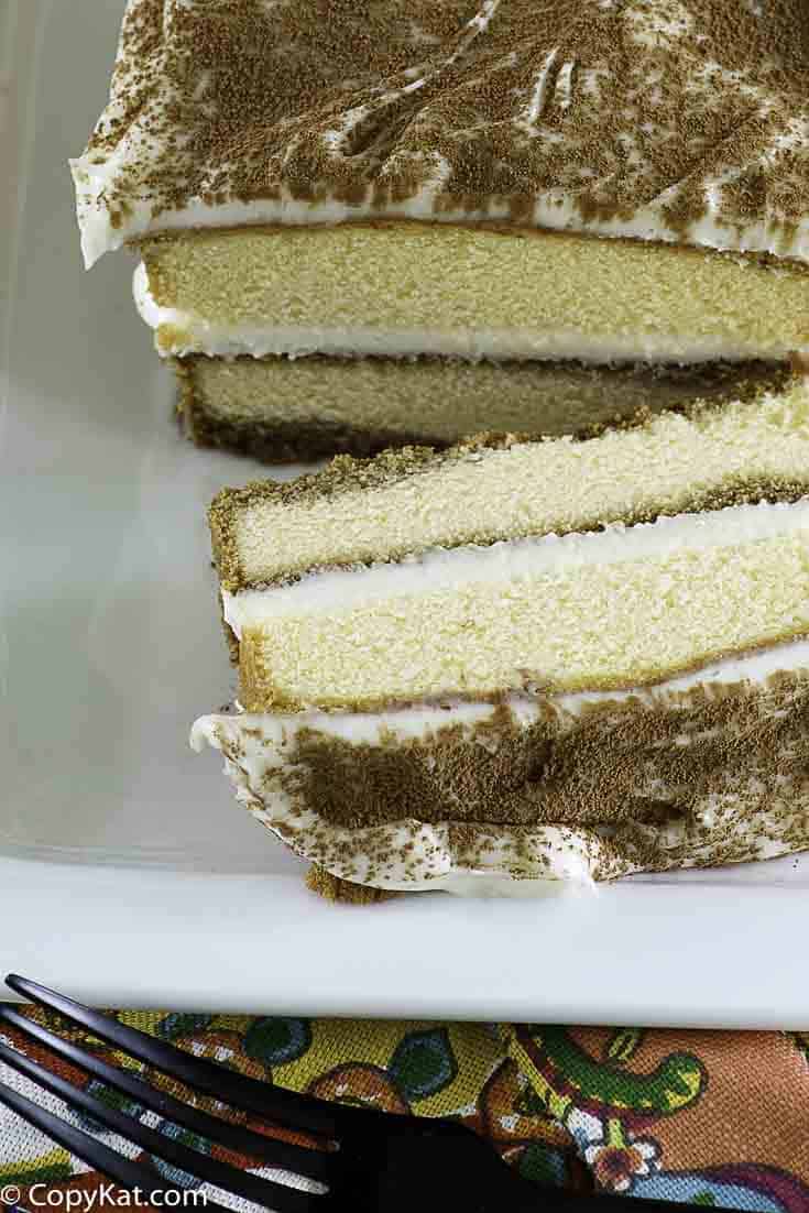 a sliced tiramisu