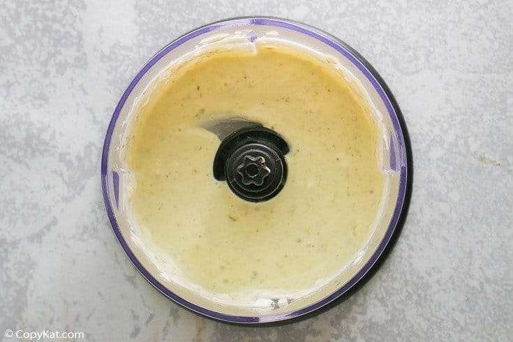 jalapeno ranch sauce in a food processor bowl