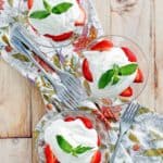Three homemade La Madeleine Strawberries Romanoff dessert