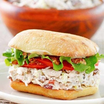 chicken salad sandwich on a plate