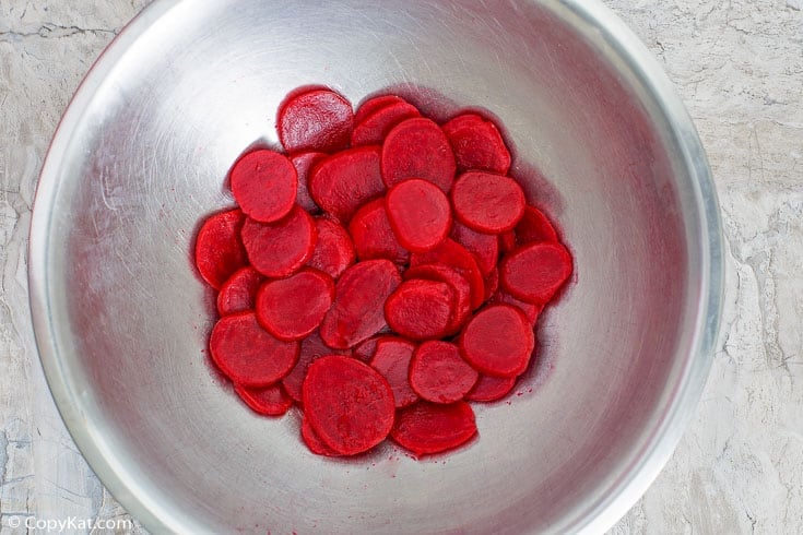 sliced roasted beets in a bowl